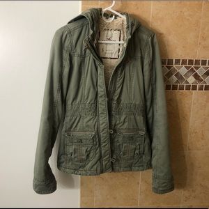 Fur Lined Winter Jacket, Olive Green